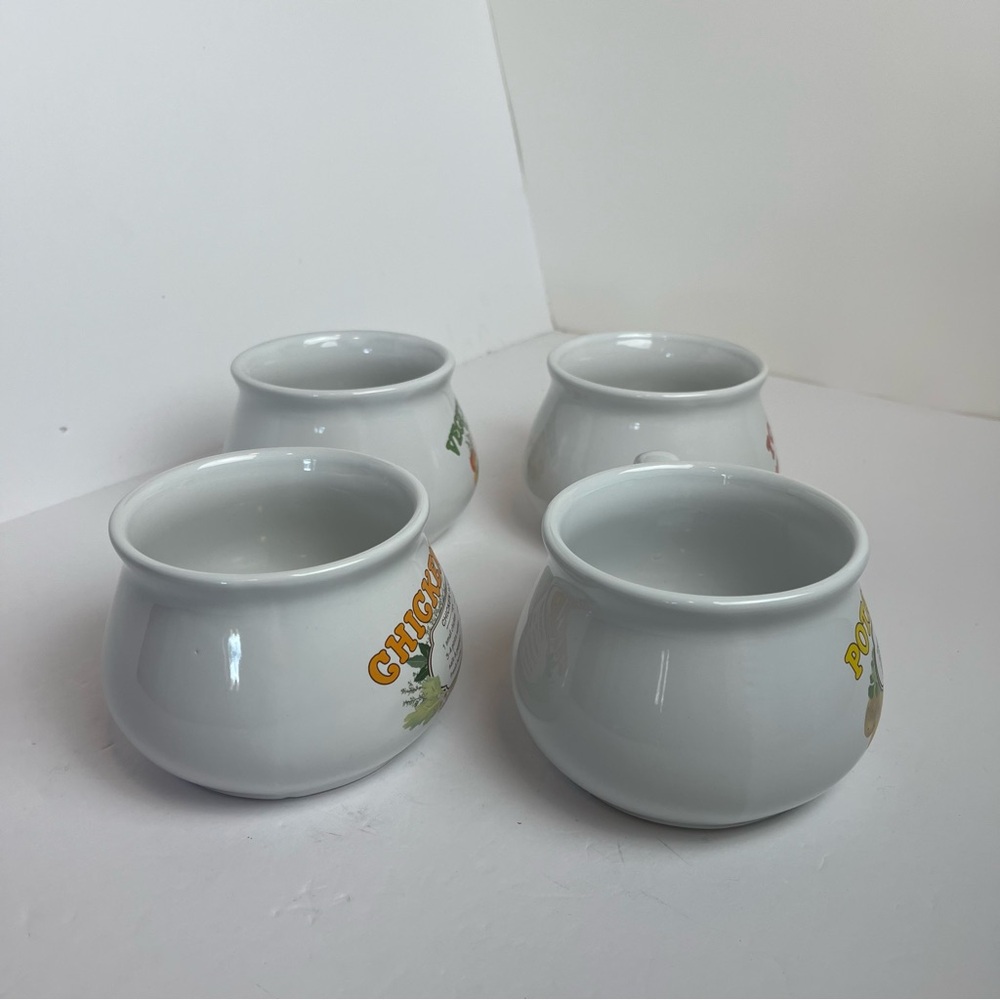 Dat’l Do-It Recipe Soup Ceramic Mugs Set of 4 Chicken Potato Tomato Vegetable - Picture 12 of 16